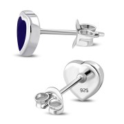 Lapiz Lazuli Heart Silver Stud Earrings, e344